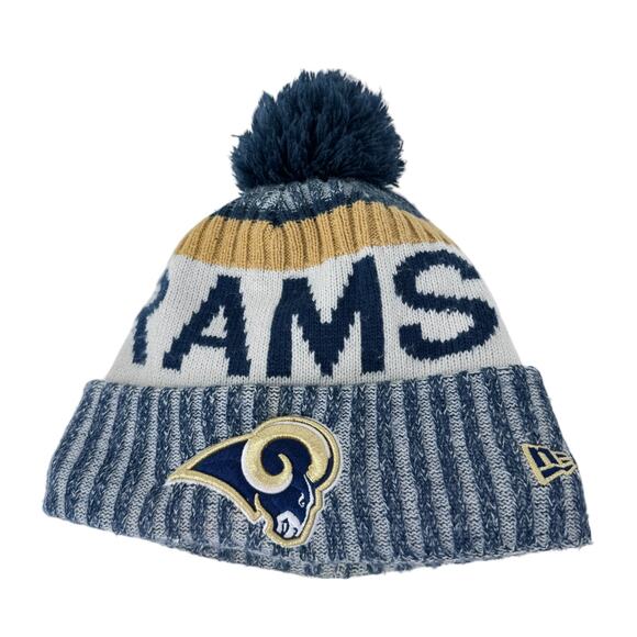 NFL Los Angeles Rams On Field New Era Beanie Hat Mens OS Knit Acrylic w/ Pom Pom - Picture 5 of 8